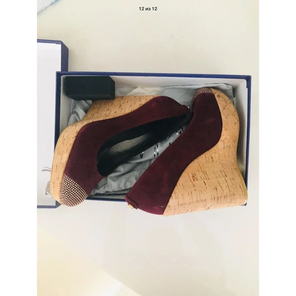Stuart Weitzman Corkswoon Suede Wedge Size 6.5